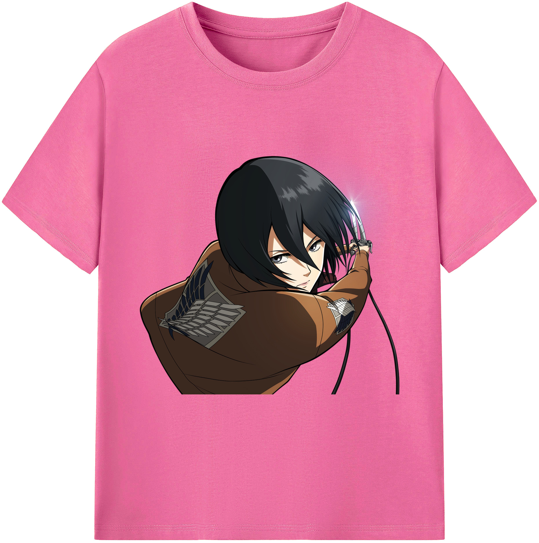（画像用） 進撃の巨人 ミカサ·アッカーマン Attack on Titan Mikasa Ackerman レディースカジュアルプリントTシャツ（綿100％）